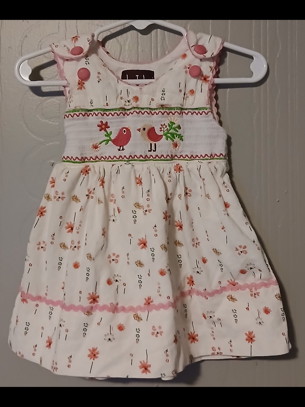 Lil Cactus Girls 3-6 Months Bird Corduroy Dress
